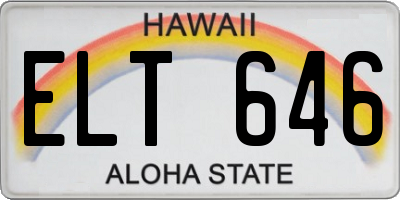 HI license plate ELT646