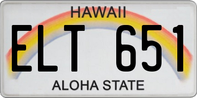 HI license plate ELT651