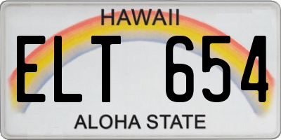 HI license plate ELT654