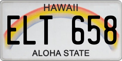 HI license plate ELT658