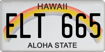 HI license plate ELT665