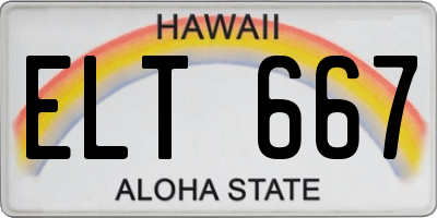 HI license plate ELT667