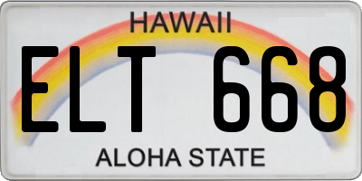 HI license plate ELT668