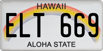 HI license plate ELT669