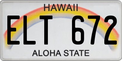 HI license plate ELT672