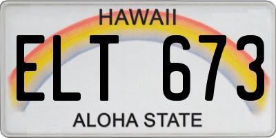 HI license plate ELT673