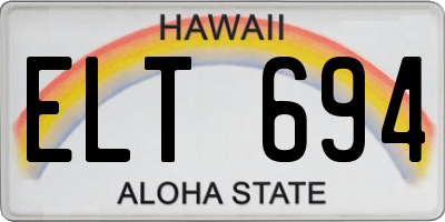 HI license plate ELT694