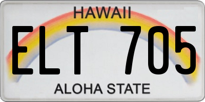 HI license plate ELT705