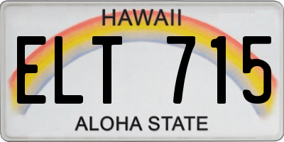 HI license plate ELT715