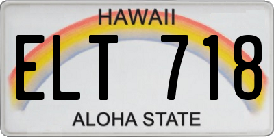 HI license plate ELT718