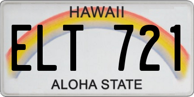 HI license plate ELT721