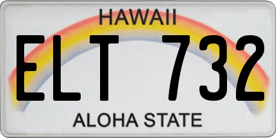 HI license plate ELT732