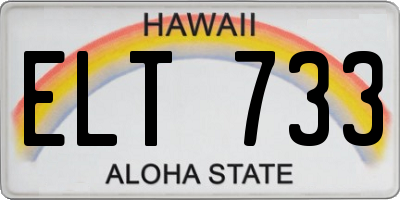 HI license plate ELT733