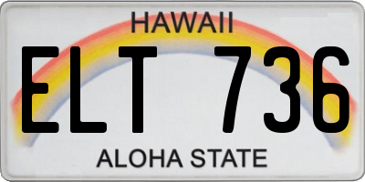HI license plate ELT736