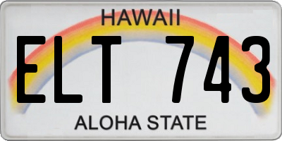 HI license plate ELT743