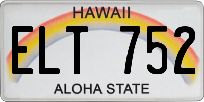 HI license plate ELT752