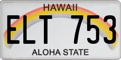HI license plate ELT753