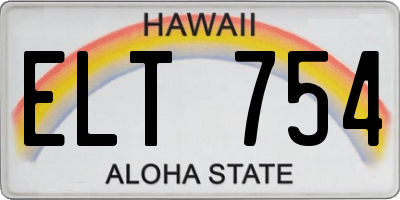 HI license plate ELT754