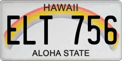 HI license plate ELT756