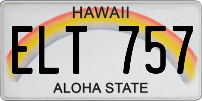 HI license plate ELT757