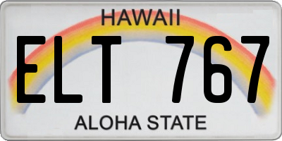 HI license plate ELT767