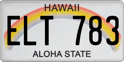 HI license plate ELT783