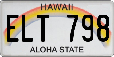 HI license plate ELT798