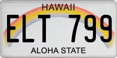 HI license plate ELT799
