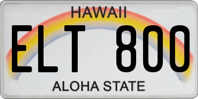 HI license plate ELT800