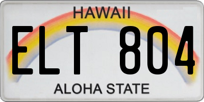 HI license plate ELT804