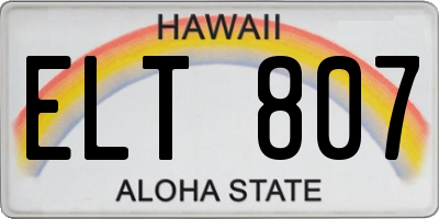 HI license plate ELT807