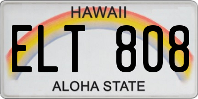 HI license plate ELT808