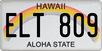 HI license plate ELT809