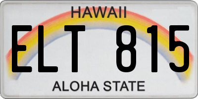 HI license plate ELT815