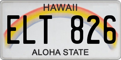 HI license plate ELT826
