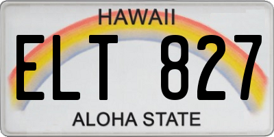 HI license plate ELT827