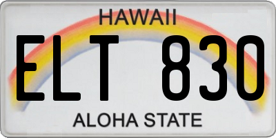HI license plate ELT830