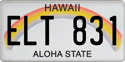 HI license plate ELT831