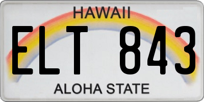HI license plate ELT843