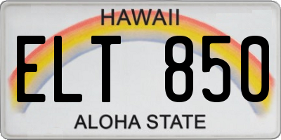HI license plate ELT850