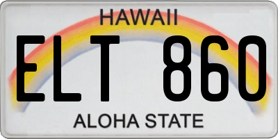 HI license plate ELT860