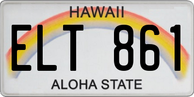 HI license plate ELT861