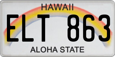 HI license plate ELT863