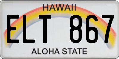 HI license plate ELT867