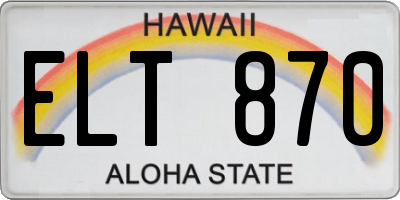 HI license plate ELT870