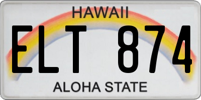 HI license plate ELT874