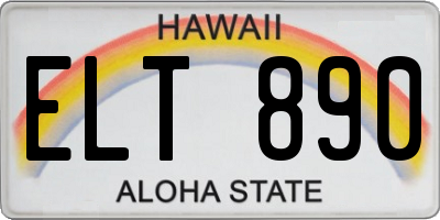 HI license plate ELT890