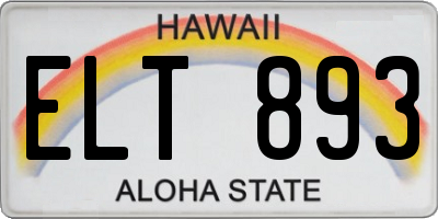 HI license plate ELT893