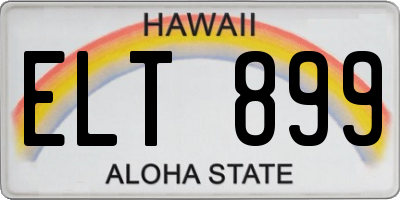 HI license plate ELT899