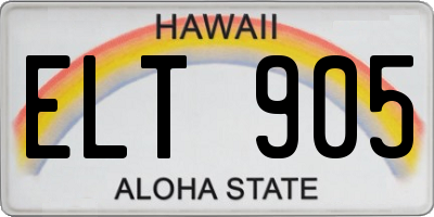 HI license plate ELT905